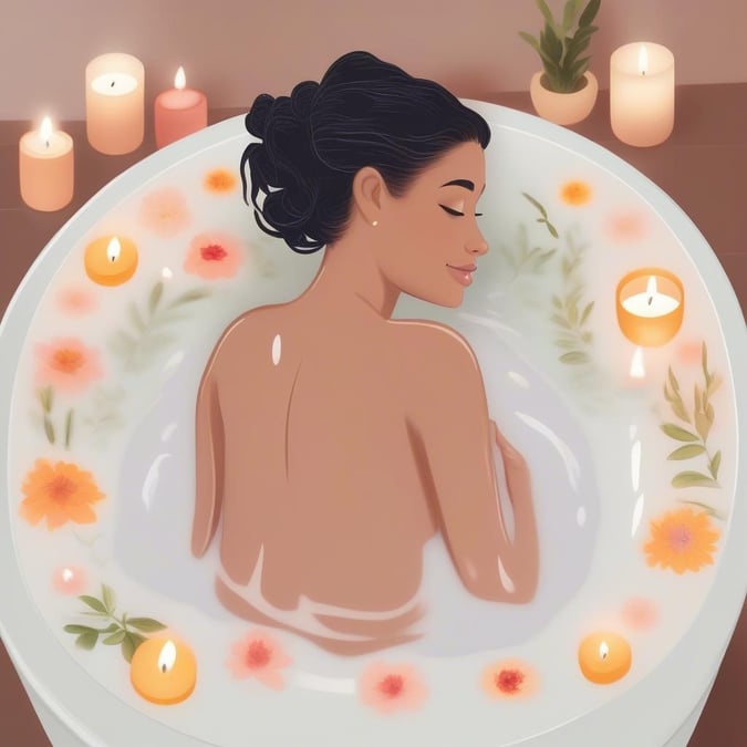 Unwind and rejuvenate with this serene bath scene, perfect for a relaxing evening.