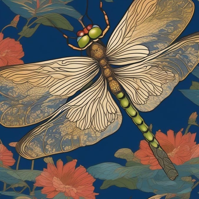 Add a touch of elegance and whimsy to your desktop or mobile with this stunning dragonfly wallpaper, inspired by the intricate patterns and vibrant colors of anime.