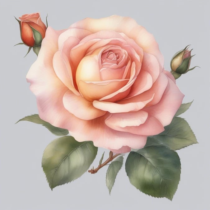 This delicate pink rose makes a lovely addition to any desktop or mobile background. The soft petals and gentle green leaves are perfect for adding a touch of nature's beauty to your digital space.