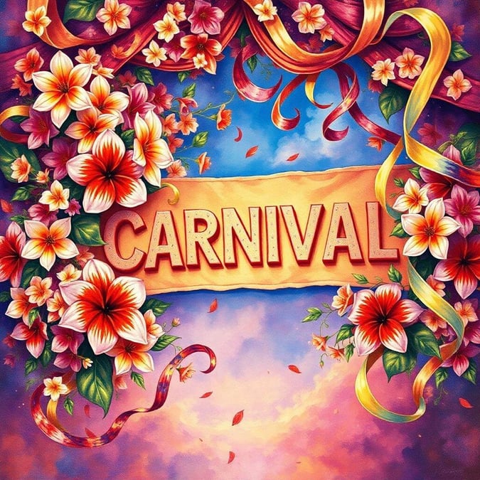 A festive scene from the annual carnival festival, celebrating with colorful decorations and joyous atmosphere.