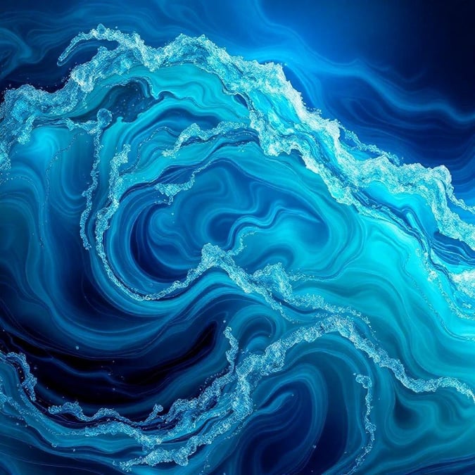 Vibrant digital illustration capturing the power and beauty of an ocean wave, perfect for desktop and mobile backgrounds.