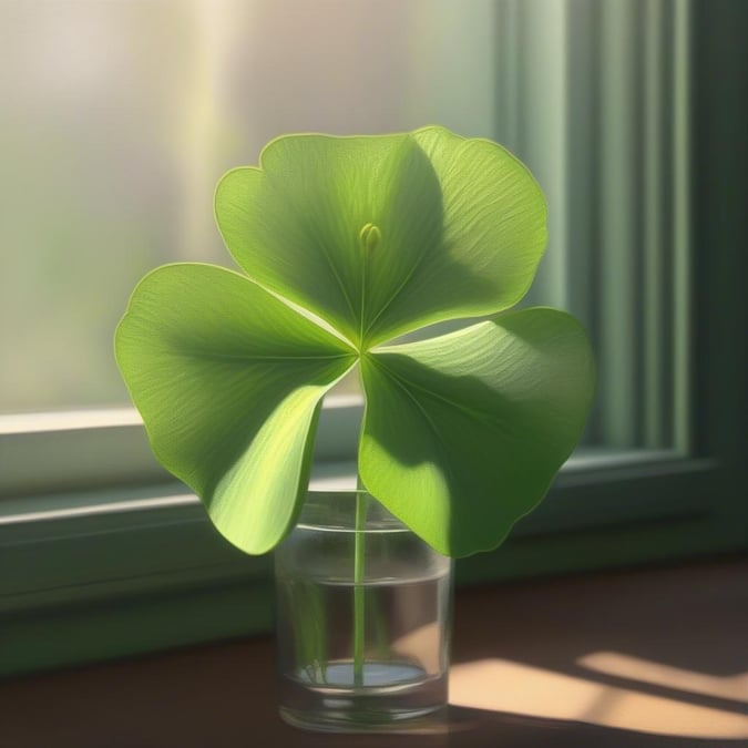 Celebrate the lucky charm of St. Patrick's Day with this lovely four-leaf clover! Whether you're a nature lover or just want to add some festive cheer to your home, this simple yet charming arrangement is perfect for desktop and mobile use.