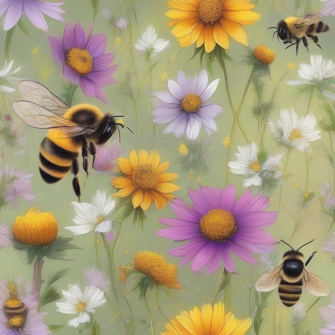 This beautiful wallpaper features a stunning bee and flower design, perfect for adding a touch of nature to your desktop or mobile device.