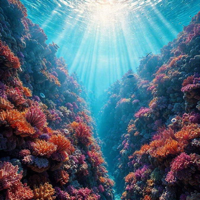 Dive into the breathtaking world of underwater beauty with this stunning coral reef wallpaper, perfect for desktop and mobile screens.