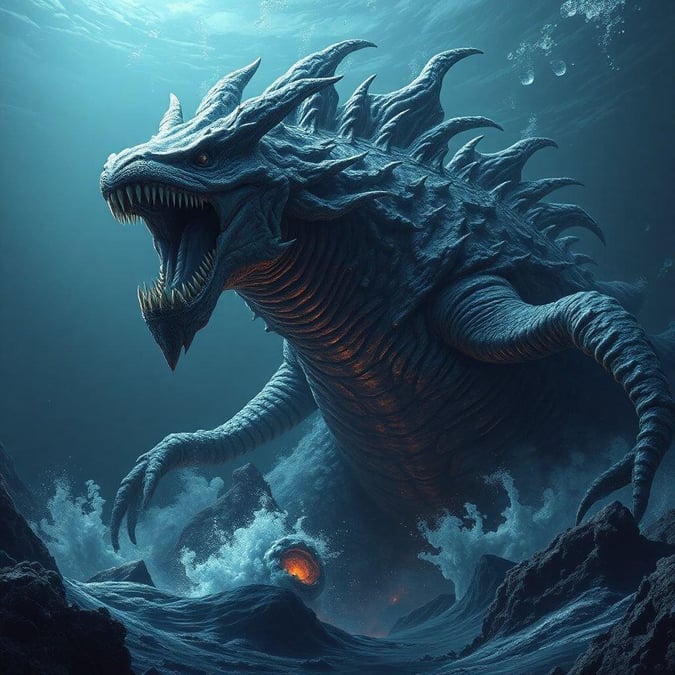 A serene depiction of an aquatic creature, basking in the tranquility of its underwater kingdom.