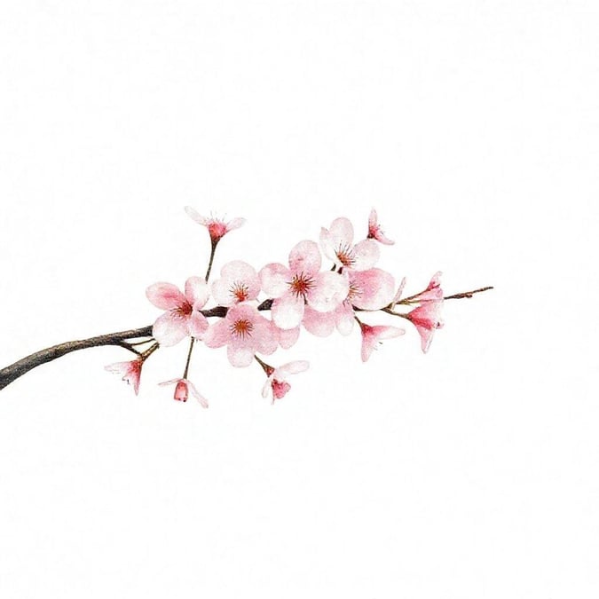 Bring a touch of spring to your digital space with this minimalist wallpaper featuring delicate pink blossoms on a branch.