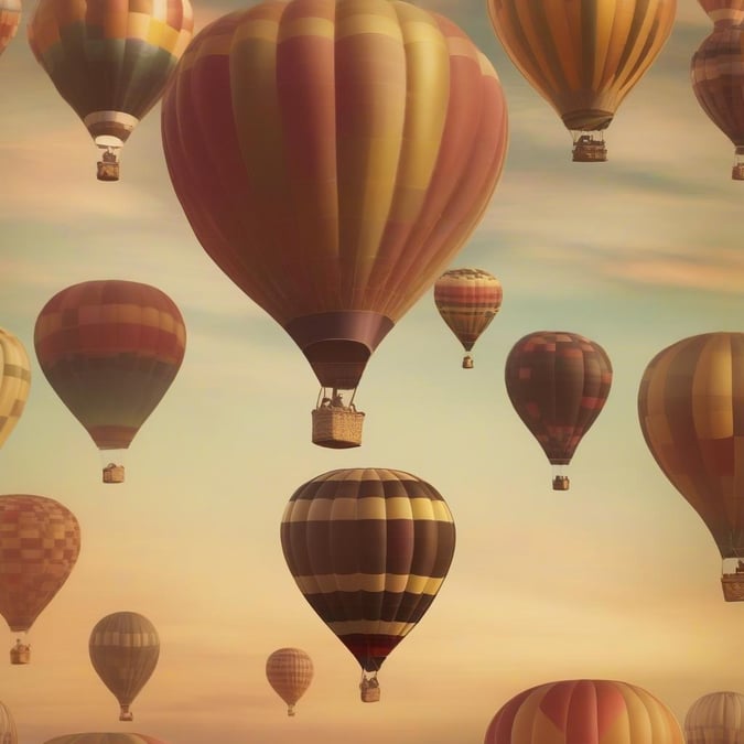 Take a whimsical journey with this vibrant balloon sky, evoking adventure and travel.