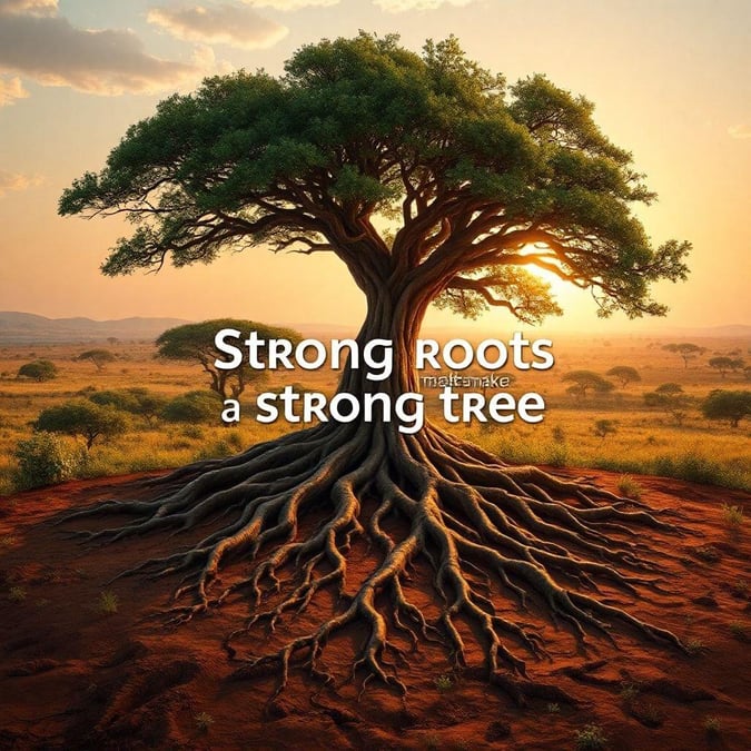 A powerful visual metaphor for the idea that strong roots can grow into a strong tree. Perfect as a wallpaper to inspire and remind you of the importance of foundation in life.