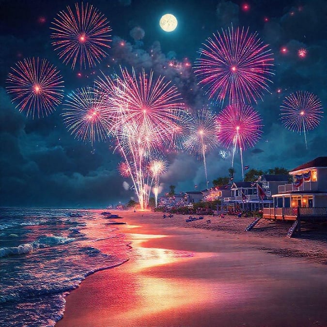 Celebrate Independence Day with a stunning fireworks display over the beach.