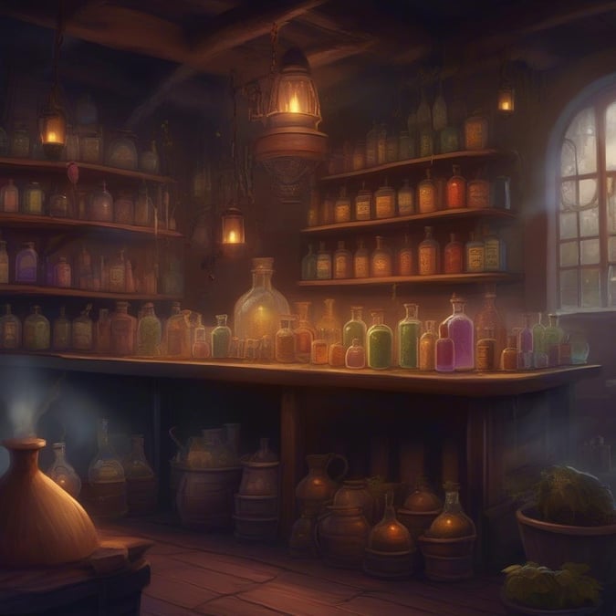 Step into a mysterious world of potions and elixirs in this eerie apothecary. The dim lighting and array of glass containers evoke a sense of mystique, perfect for those who appreciate the darker side of magic.