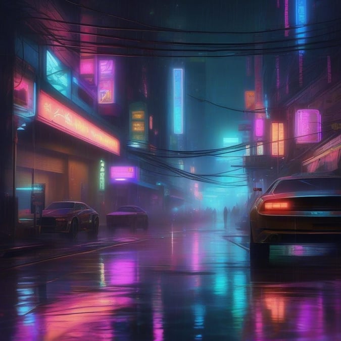 Experience the futuristic charm of this neon cityscape, perfect for desktop and mobile wallpapers.