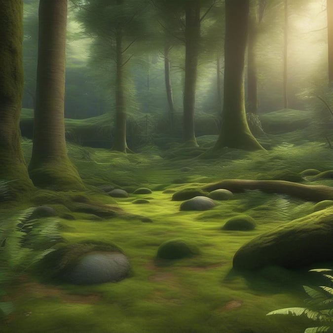 Un chemin sinueux à travers une forêt brumeuse, où les arbres anciens se tiennent comme des gardiens silencieux dans ce paysage tranquille et magique. Parfait pour des fonds d'écran de bureau pour apporter une touche de sérénité et de beauté naturelle à votre vie numérique quotidienne.