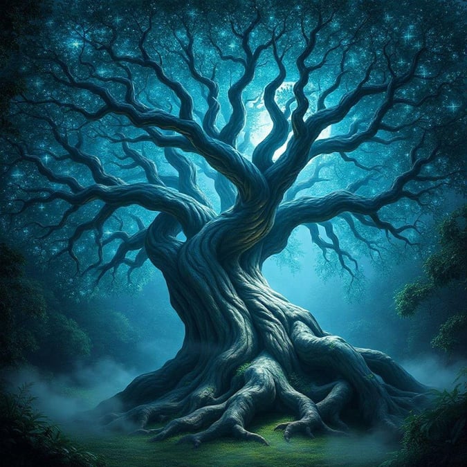 This fantasy tree wallpaper is perfect for anyone who loves fantasy creatures. The image features a large, gnarled tree with twisted branches and roots that seem to come alive. The tree is set against a backdrop of a misty forest, with the sun shining through the trees and casting dappled shadows on the ground. The overall effect is one of enchantment and wonder, making this wallpaper a great choice for anyone who wants to add a touch of magic to their desktop or mobile device.