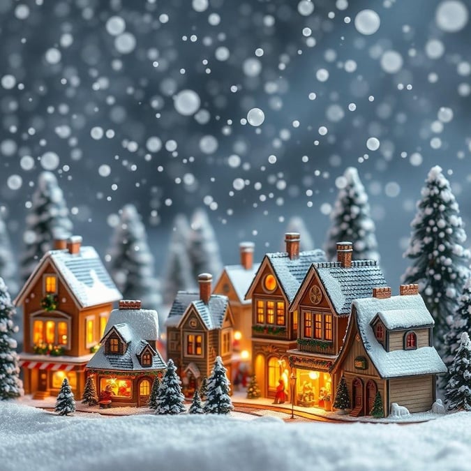 Escape to a magical winter wonderland with this enchanting Christmas wallpaper. The snow-covered houses and festive decorations create a cozy and inviting atmosphere, perfect for the holiday season.