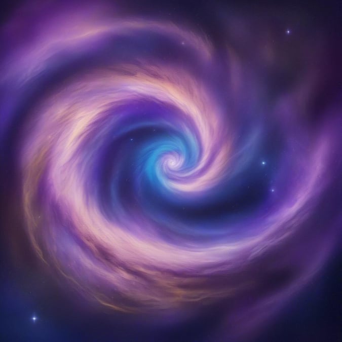 A mesmerizing cosmic scene captured in this vibrant wallpaper. The swirling galaxy, a mix of purples and blues, seems to invite you into its depths.