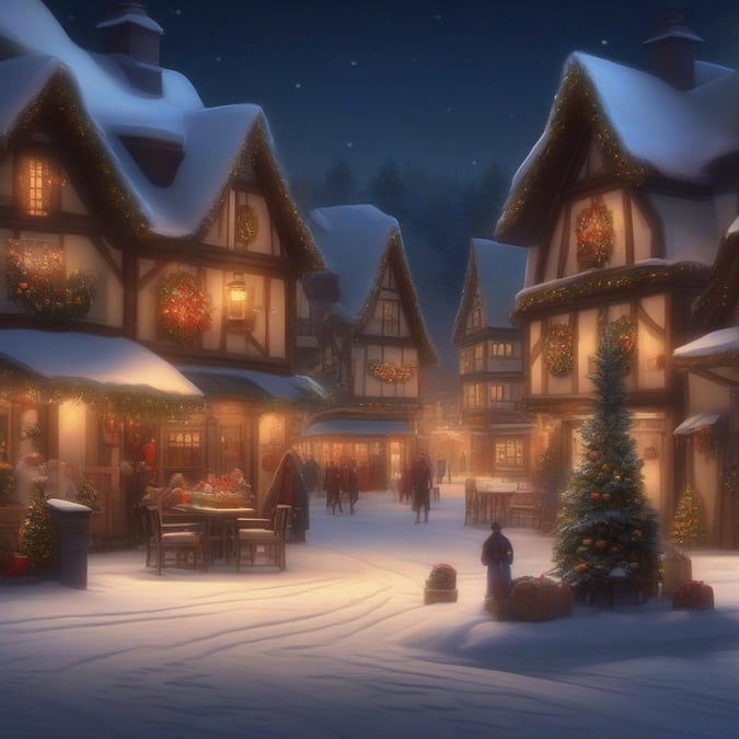 This festive winter wallpaper captures the magic and beauty of the season with a charming village scene.