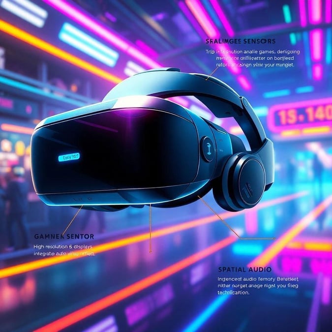 Step into the world of virtual reality with this high-tech headset. Featuring a sleek design, spatial audio, and cutting-edge hardware for an unmatched gaming experience.