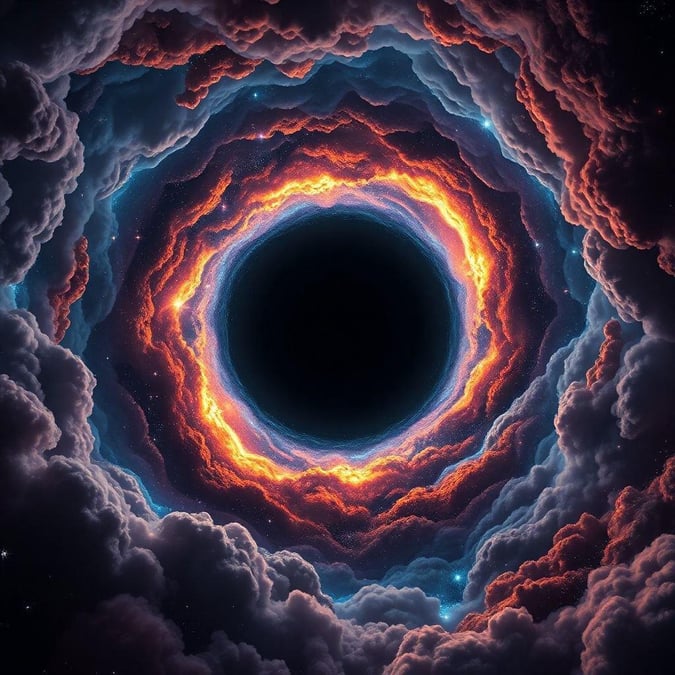 Explore the depths of space with this breathtaking sci-fi landscape. Watch as the universe unfolds within an intricate cosmic eye, a swirling nebula bathed in fiery hues and illuminated by distant stars.