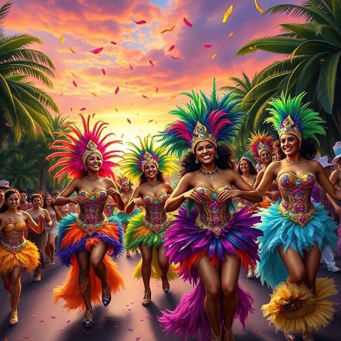 Feel the energy of the parade with these colorful dancers, a lively celebration of culture and tradition.