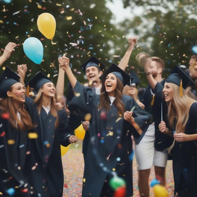 Celebrate the achievement of a loved one with this beautiful graduation wallpaper. Perfect for desktop and mobile use, this image captures the joy and excitement of this special moment. Whether you're a proud parent, family member, or friend, this wallpaper is a great way to commemorate the graduate's hard work and dedication.