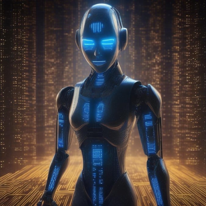 In the world of advanced robotics, we meet our next generation of artificial intelligence. This futuristic wallpaper features a robotic figure that embodies human-like expression and form, standing confidently amidst a backdrop that speaks to the digital age.