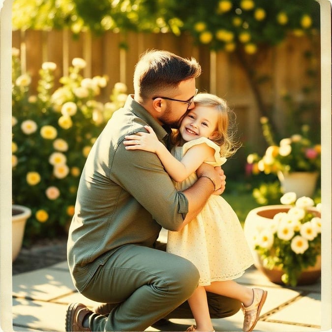 A heartwarming image of a father and daughter sharing a tender moment, perfect for Father's Day celebrations.