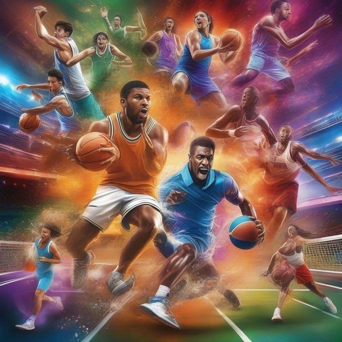 A dynamic collage featuring some of the best basketball players from around the world, ready to compete on the court.