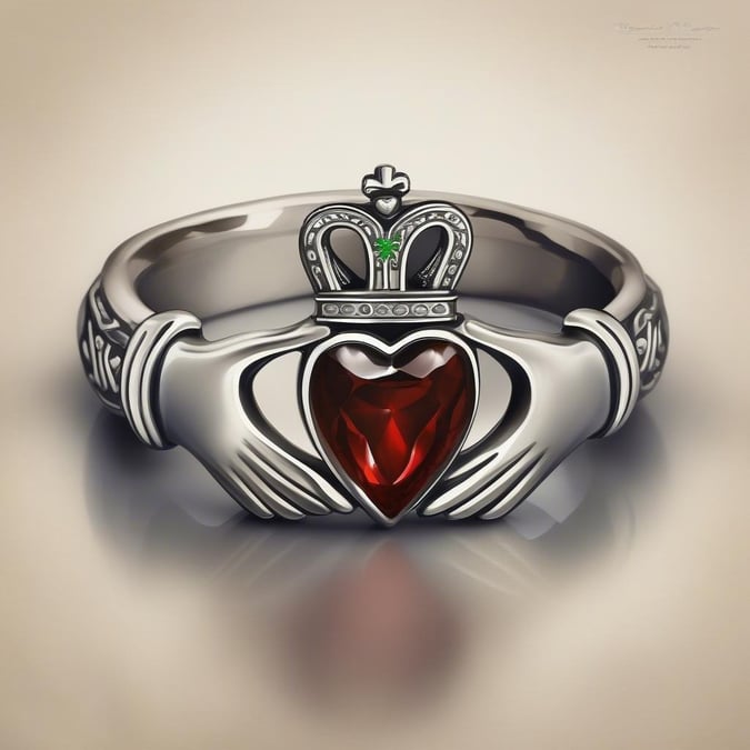 Get into the spirit of St. Patrick's Day with this stunning wallpaper featuring a Claddagh ring with a heart-shaped ruby and a crown. The intricate details and vibrant colors make it a perfect addition to your desktop or mobile device.