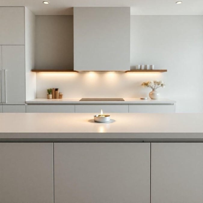 This contemporary kitchen exudes clean lines and simplicity, reflecting the essence of minimalistic design.