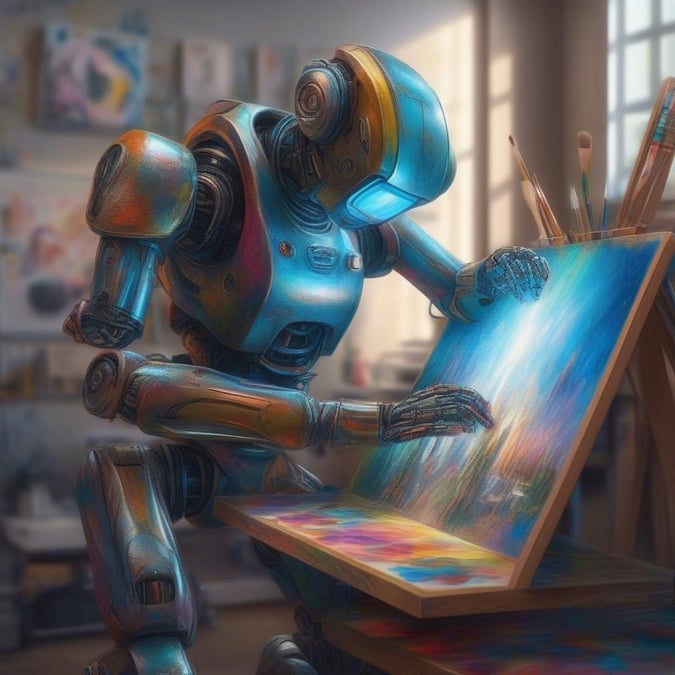 See how this robot explores its creative side in a setting that mirrors an art studio.