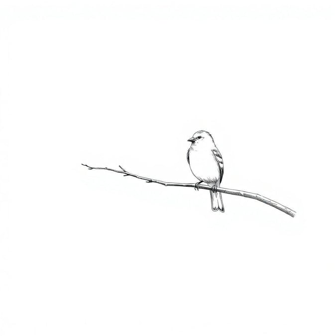 This minimalist wallpaper features a simple yet elegant design, perfect for those who appreciate clean lines and subtle details. The image showcases a small bird perched on a branch, set against a soft, muted background that adds to the overall sense of calm and serenity.