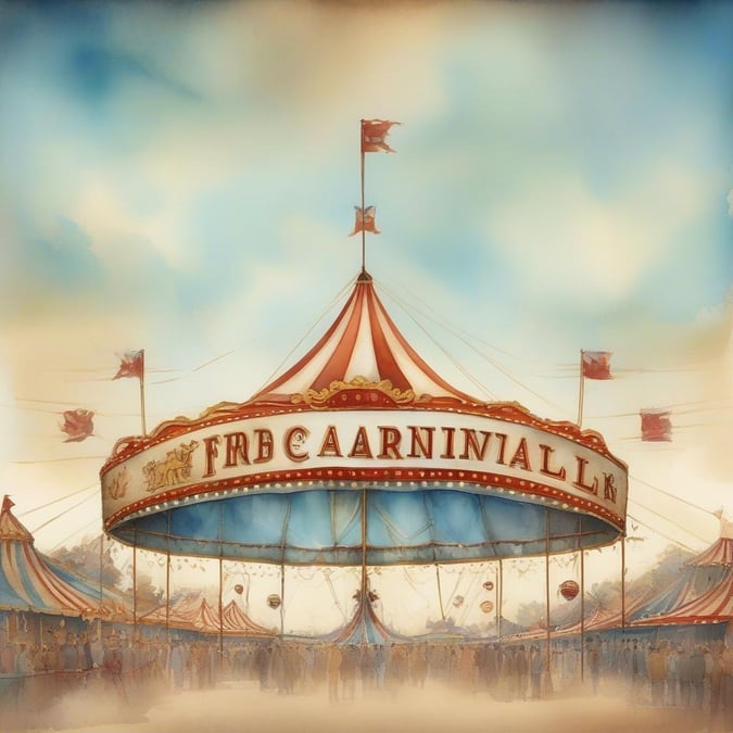 Step right up and experience the thrill of the carnival with this vibrant wallpaper featuring a classic carousel as the main attraction.