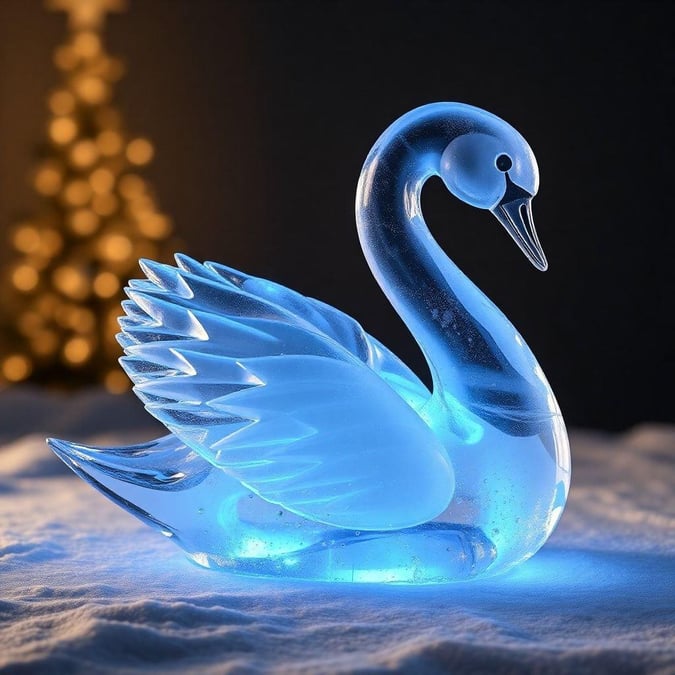 This charming miniature crystal swan, with its elegant blue hue, would make a delightful addition to your desktop or mobile device. Its delicate form and sparkling facets catch the light just so, adding a touch of serene beauty to any tech gadget.