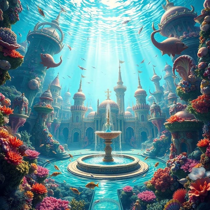 Dive into the beauty of the underwater world with this stunning wallpaper, featuring a vibrant cityscape beneath the waves.