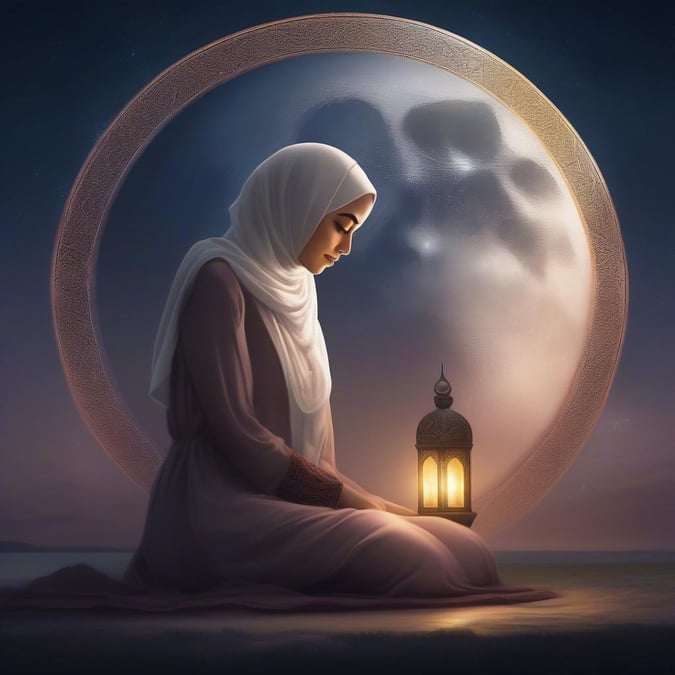 Immerse yourself in the tranquil beauty of a Ramadan night with this serene wallpaper.