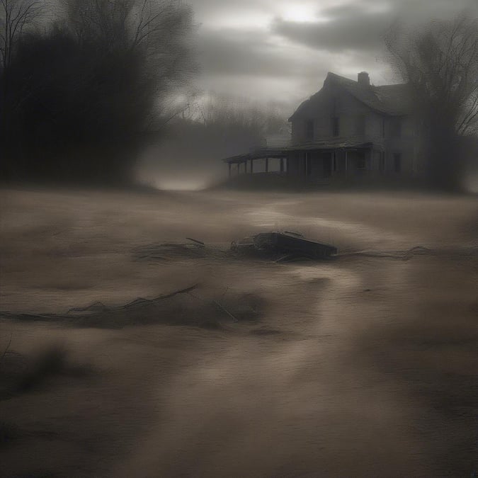 A hauntingly beautiful wallpaper featuring a scene from the classic horror movie, The Texas Chainsaw Massacre.