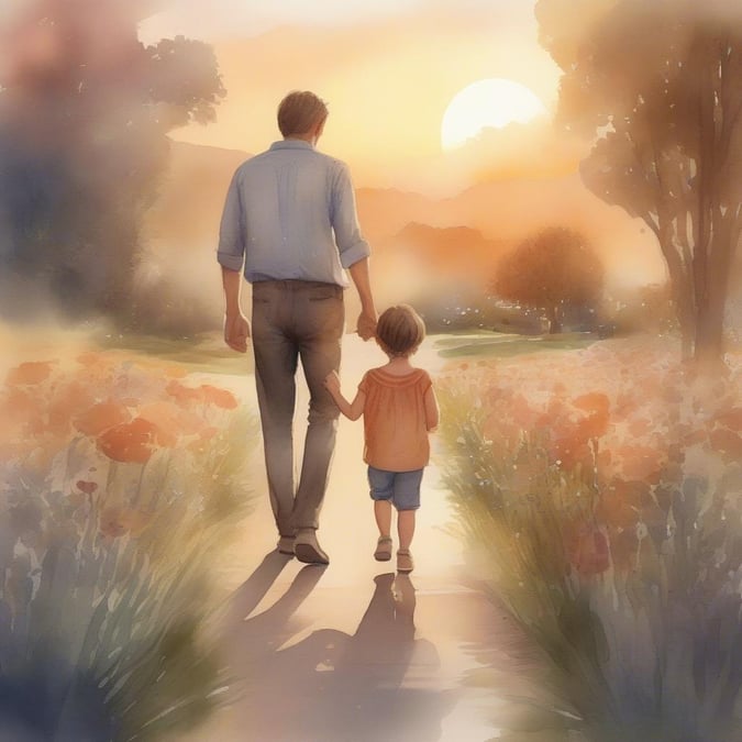 This serene image captures a beautiful father-son moment on the eve of Father's Day. Stroll down memory lane with this calming scene, perfect for your desktop or mobile device.