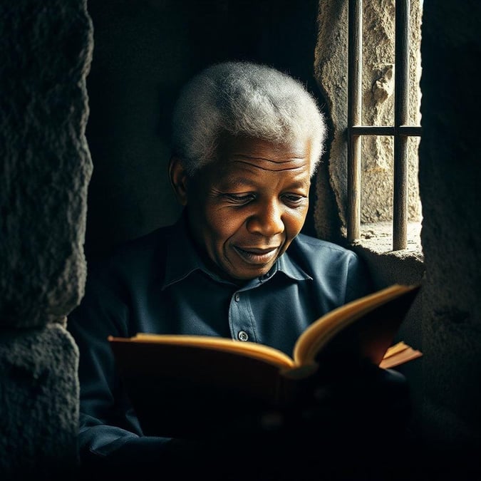 This captivating wallpaper features a serene and contemplative image of Nelson Mandela, capturing his gentle smile and wise eyes. It's a perfect tribute to his remarkable life and a reminder of the power of forgiveness and reconciliation.