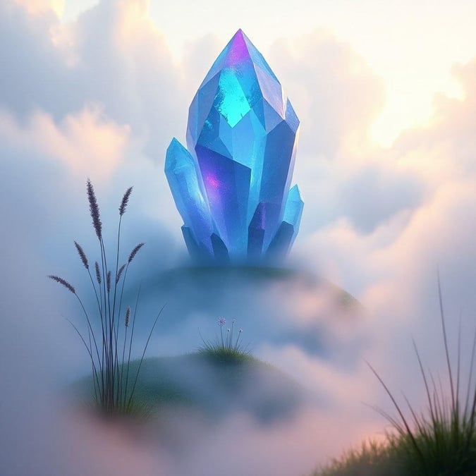 Explore the mystic beauty of this enchanting crystal cave. Awaken your senses with the vibrant blues and purples, and feel the magical aura that radiates from the heart of the crystal formation.