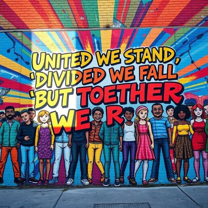 A powerful quote about unity and division, perfect for desktop and mobile wallpapers.