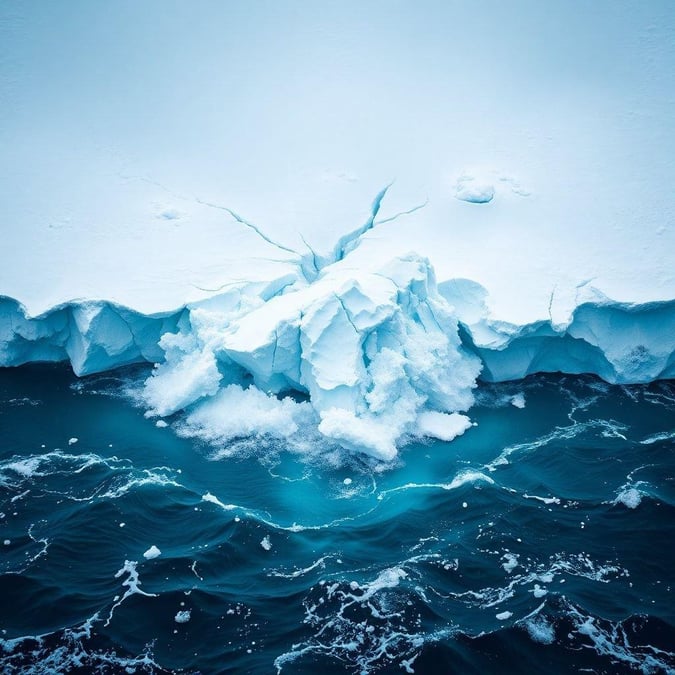 A breathtaking view of an iceberg floating in the ocean, showcasing the serene and majestic beauty of nature.