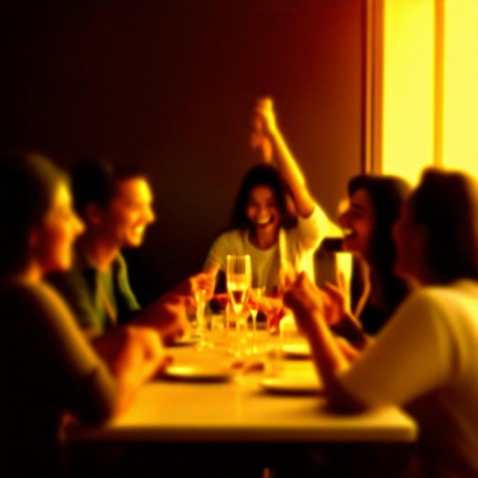 A group of people come together to celebrate a graduation at a table with drinks and food.