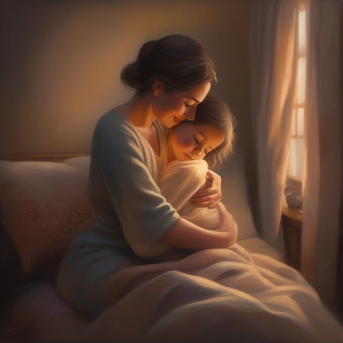 A tender moment between mother and child, celebrating the bonds of family.