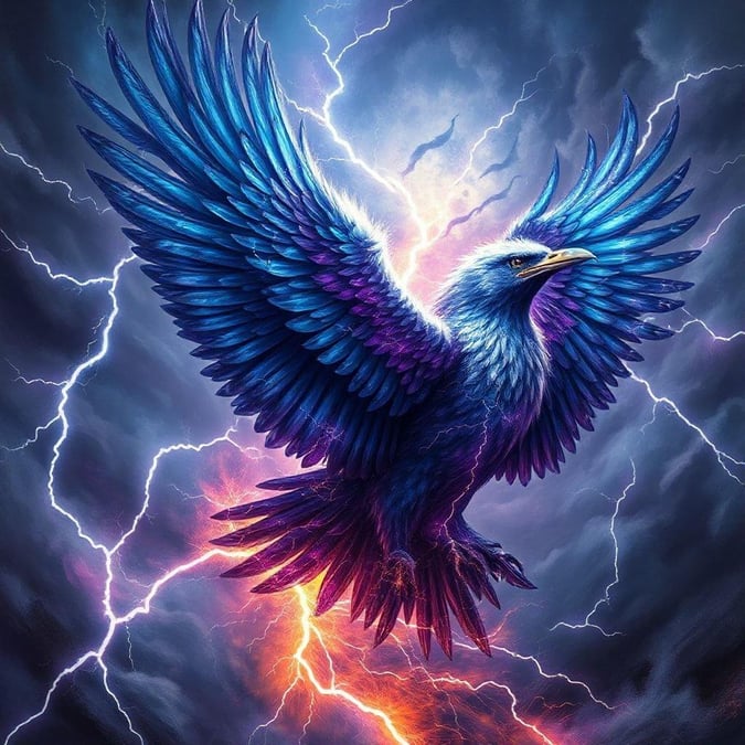 This fantasy bird wallpaper is a stunning digital artwork that showcases a majestic bird in flight, set against a backdrop of vibrant colors and intricate details. The bird's wings are spread wide, as if in mid-flight, and its feathers shimmer with a mesmerizing iridescence. The background of the image is a swirling vortex of colors, with hues of blue, purple, and pink blending together in a mesmerizing display. The overall effect is one of dynamic energy and movement, as if the bird is about to take flight at any moment.