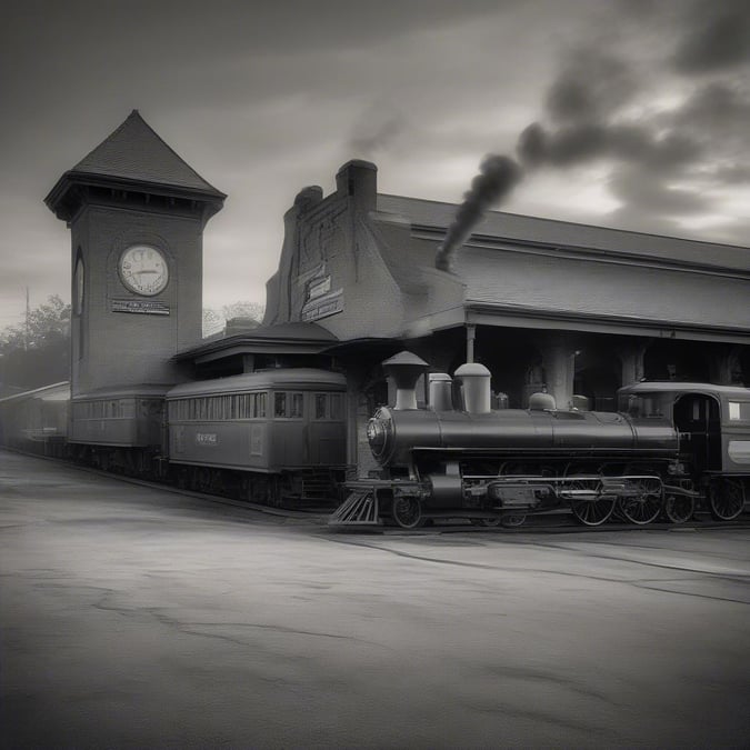 Step back in time with this vintage train station wallpaper, featuring a classic locomotive and a charming station building. The image exudes a sense of nostalgia and history, perfect for those who appreciate the beauty of the past.