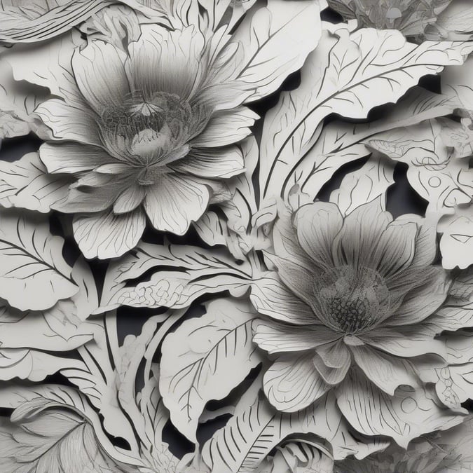 Add a touch of sophistication to your space with this stunning black and white floral wallpaper. The intricate design and classic color scheme make it a timeless choice for any room.