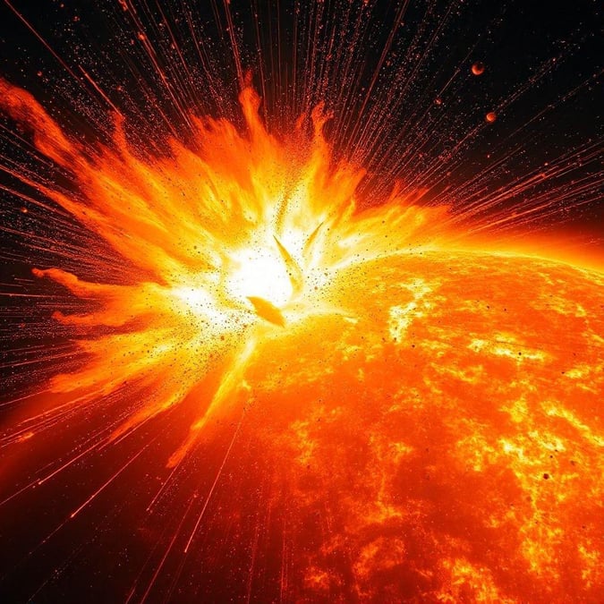 Experience the intense spectacle of a solar explosion in this fiery wallpaper. Perfect for fans of science fiction and the cosmos.