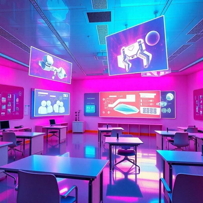 A modern classroom filled with interactive technology for an engaging learning experience.