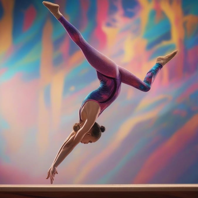 An acrobatic gymnast performing a split, showcasing her strength and flexibility.