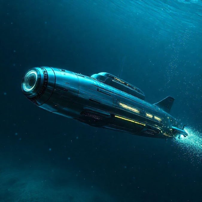 Dive into a futuristic world where manned submarines venture the depths of the ocean.